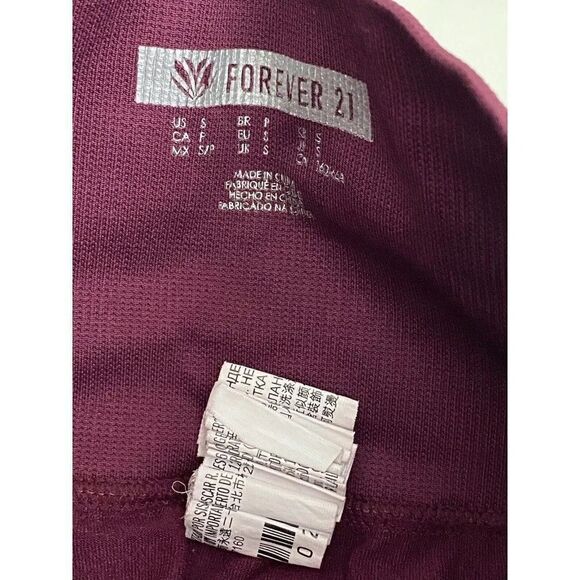 FOREVER 21 Leggings Women's Size S Yoga Pants Active Mesh Workout Maroon Check P - Picture 7 of 11